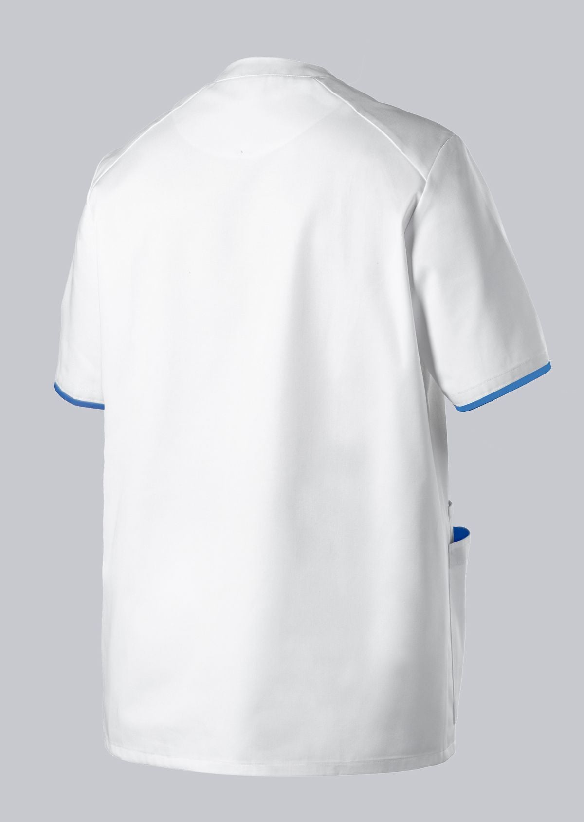 BP unisex zorgtuniek met drukknoopsluiting, smartphonezak en sleutellus voor zorgprofessionals in wit