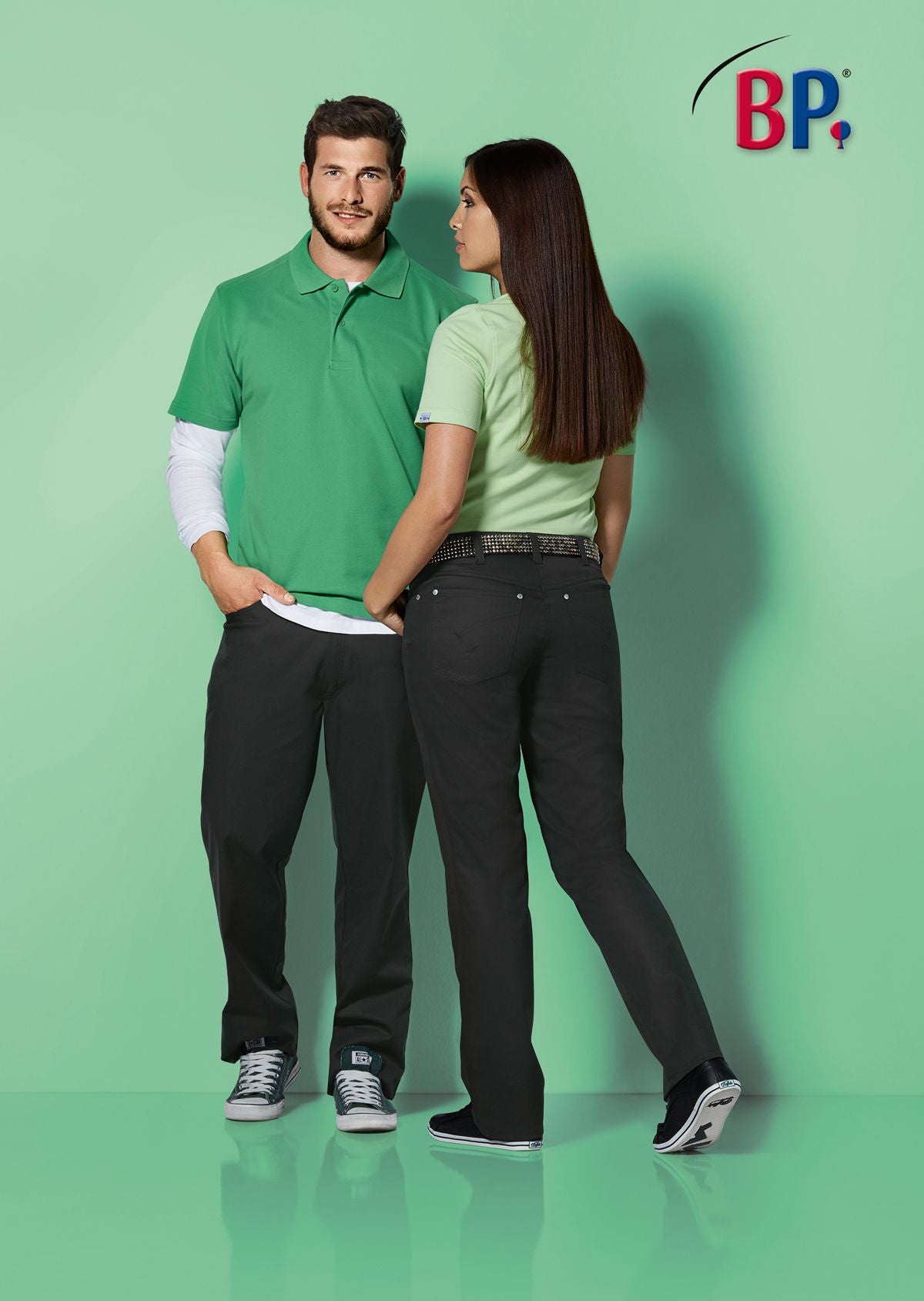 BP® Stretch-herenjeans wit met five-pocket design en sierstiksel