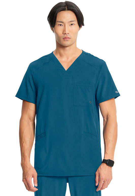 Heren T-shirt met V-hals met ribgebreide panelen en 360° stretch CKE900A