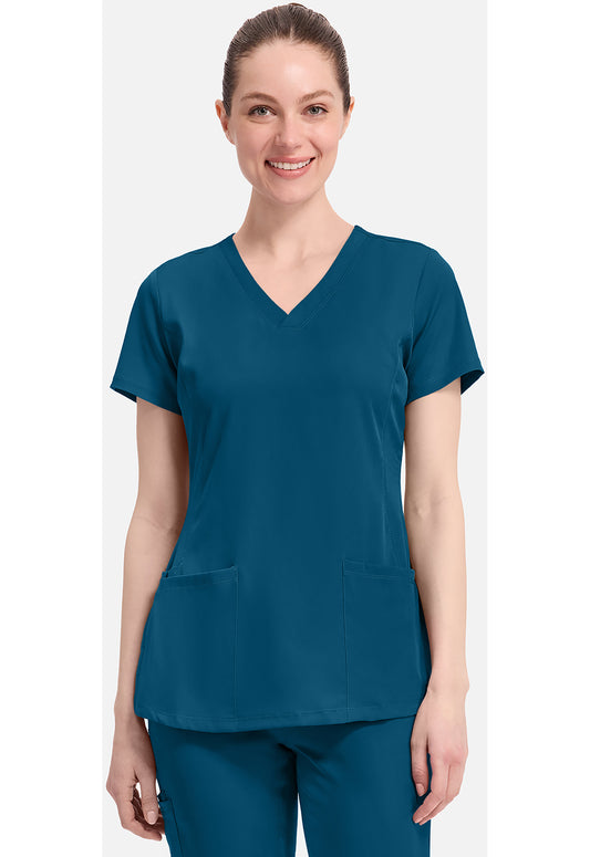 Monica Top dames met V-hals en moderne pasvorm met stretchmateriaal