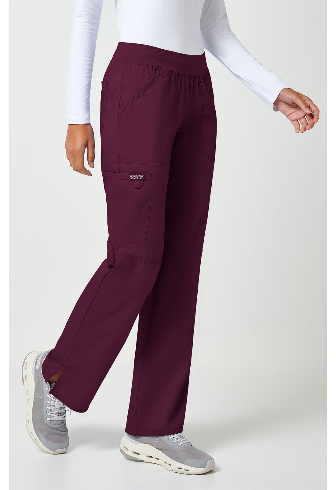 Cherokee Workwear Pull-on broek met middelhoge taille en rechte pijpen met elastische tailleband en cargozak WWE110