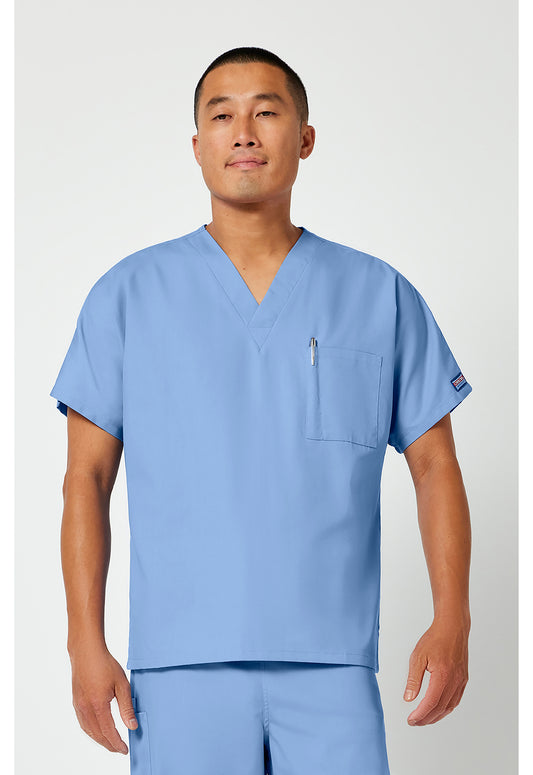 Unisex tuniek met V-hals met vleermuismouwen en borstzak WWE4777