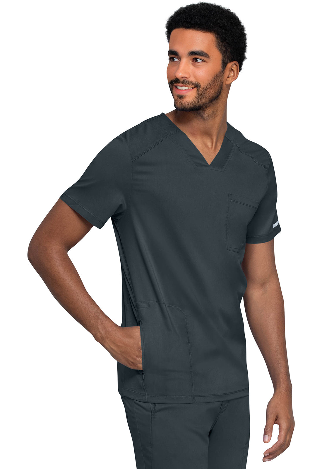 Heren T-shirt met V-hals met mesh details en veiligheidsritszak WWE603