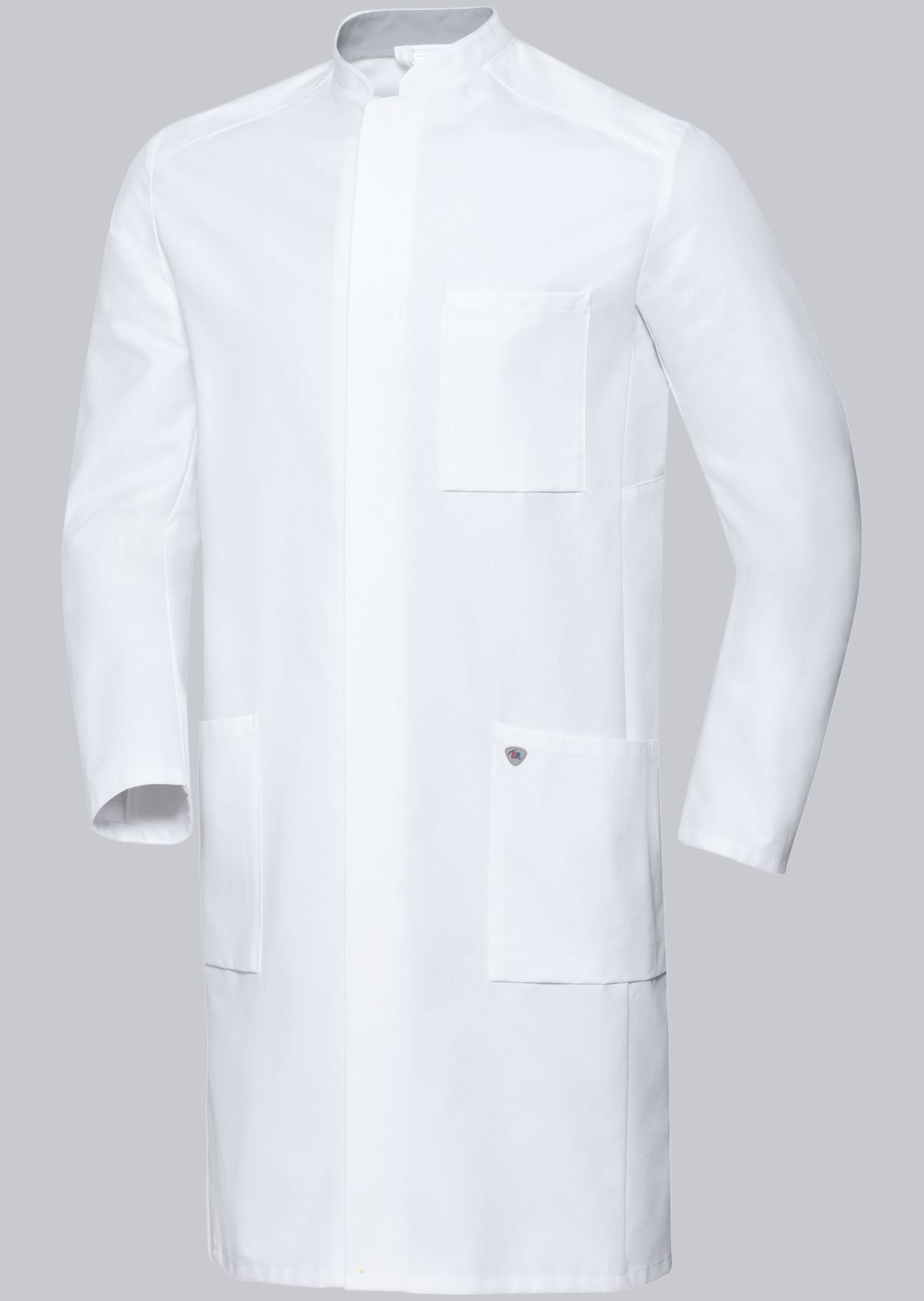 BP katoenen zorgjas voor heren van 100% katoen met opstaande kraag en drukknoopsluiting voor zorgprofessionals