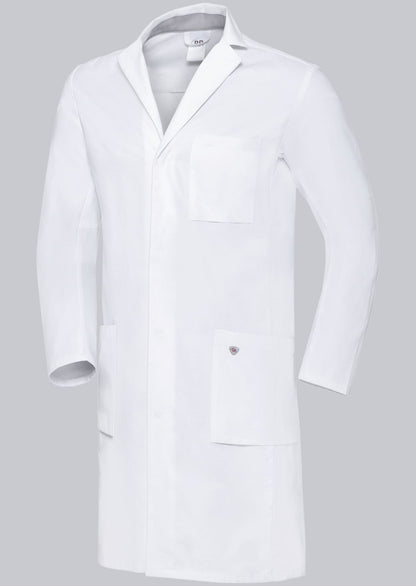 BP katoenen zorgjas voor heren van 100% katoen met reverskraag en blinde drukknoopsluiting voor professioneel gebruik