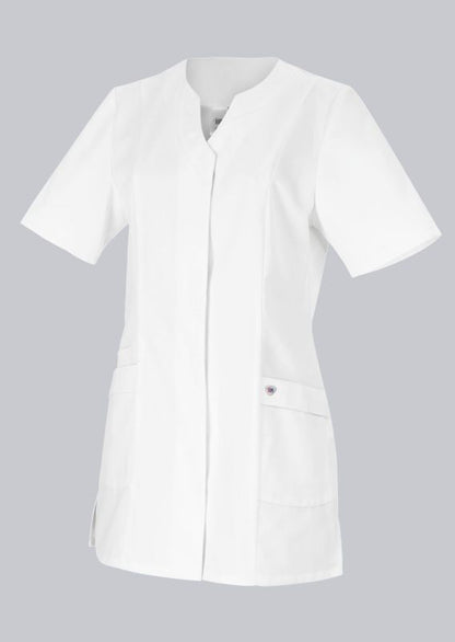 Witte tuniek voor dames met verdekte drukknoopsluiting