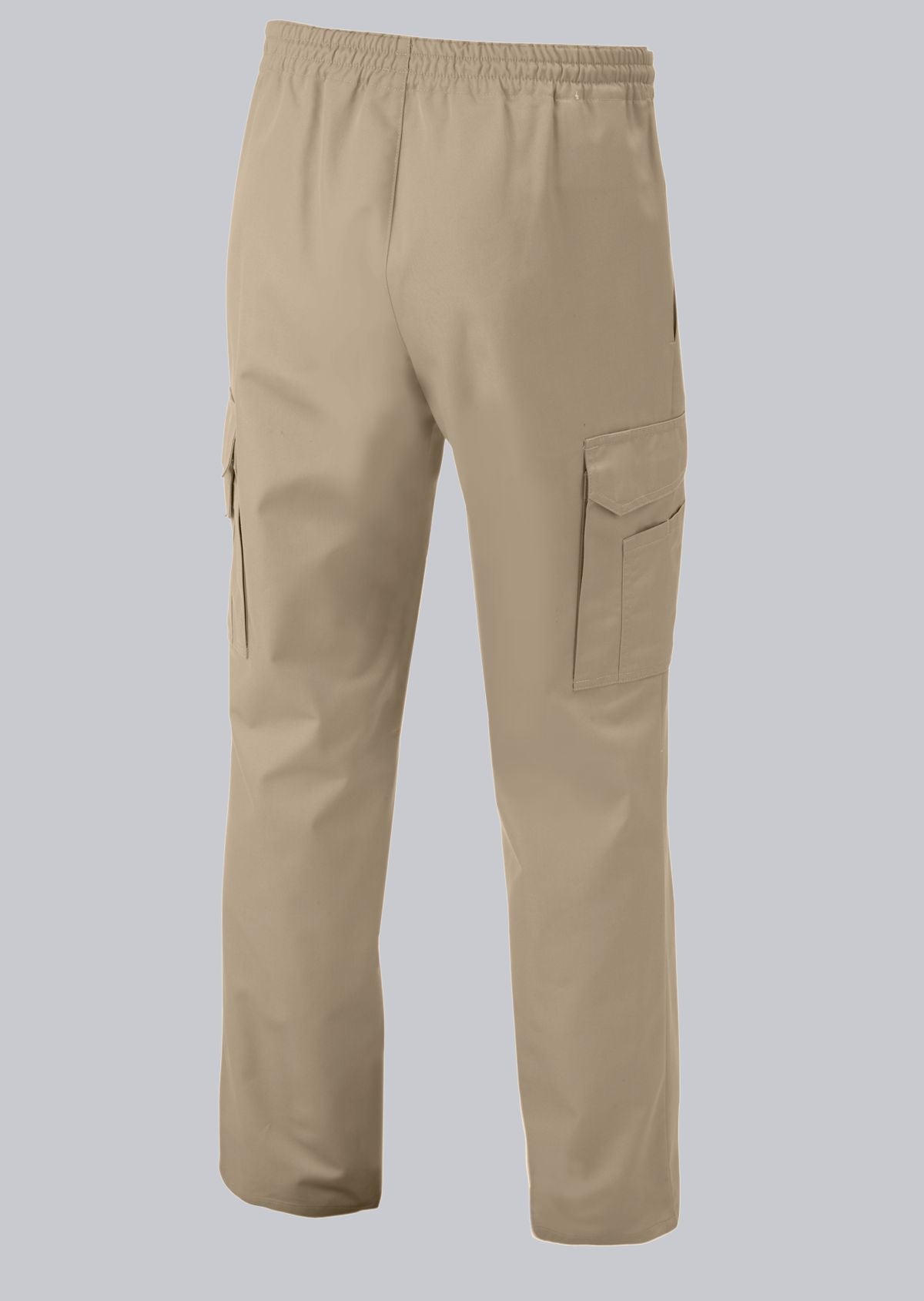 BP® Pantalon voor haar & hem unisex wit met cargozakken en elastische taille met tunnelkoord