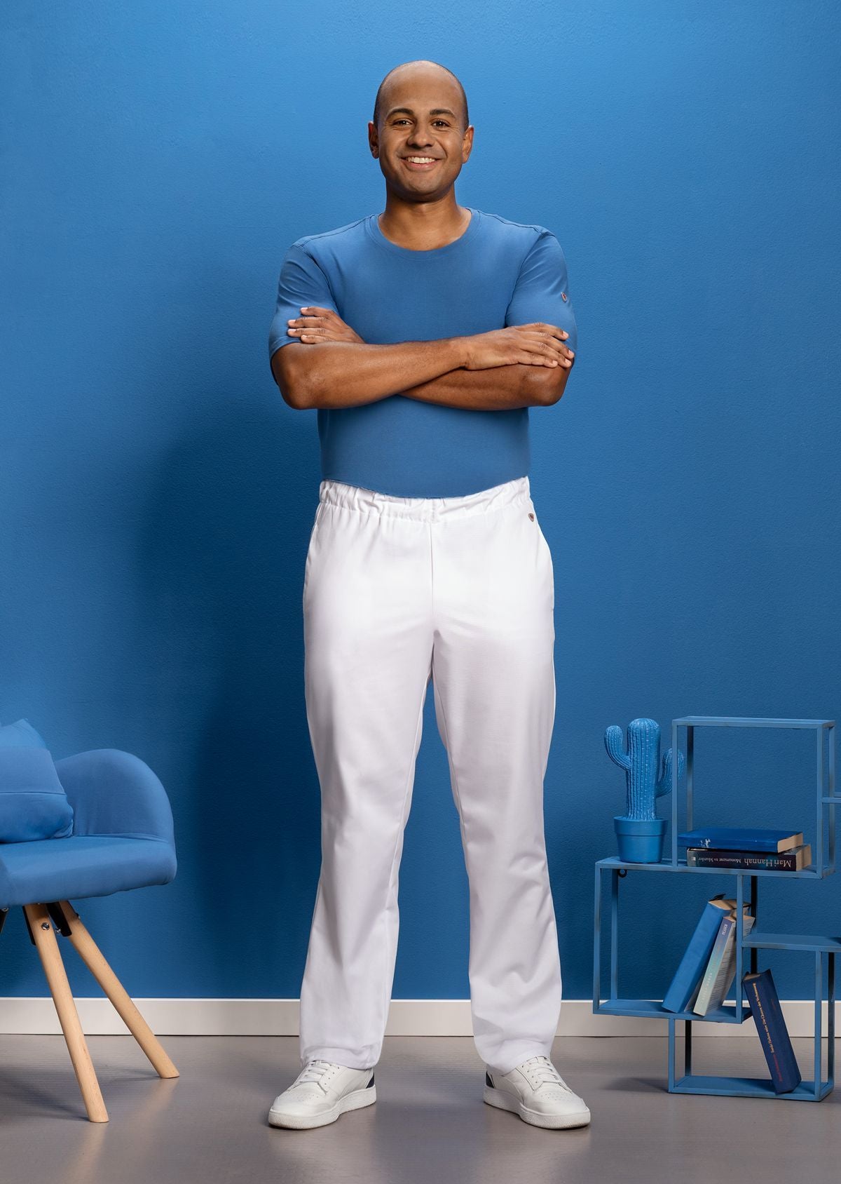 BP® Pantalon voor haar & hem unisex nachtblauw met stretch en elastische taille met tunnelkoord