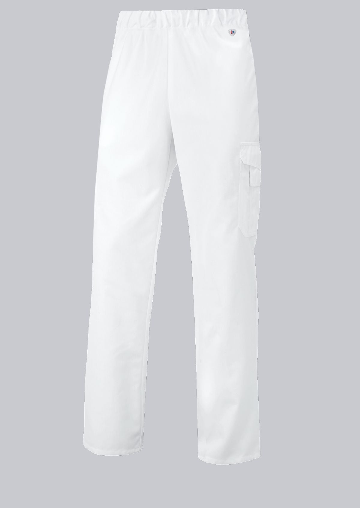 BP® Pantalon voor haar & hem unisex wit met cargozakken en elastische taille met tunnelkoord