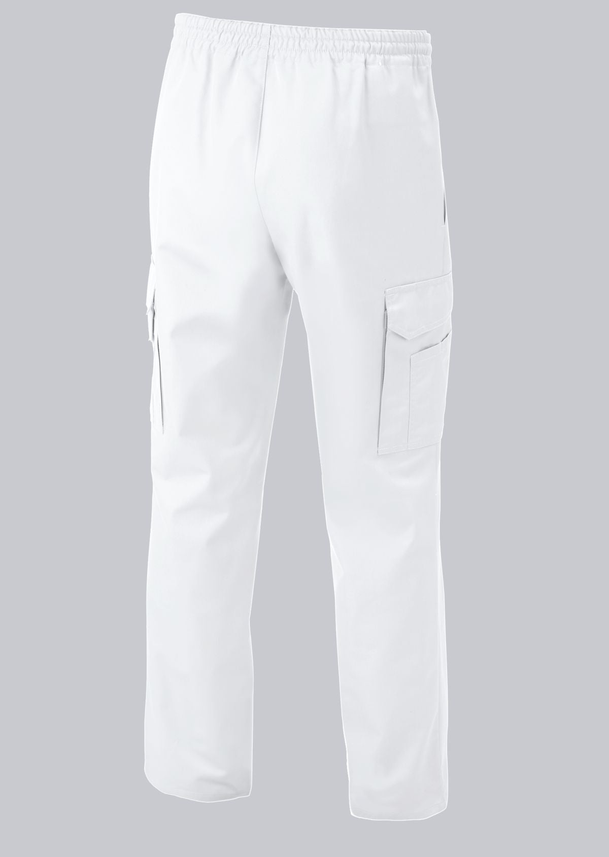 BP® Pantalon voor haar & hem unisex wit met cargozakken en elastische taille met tunnelkoord