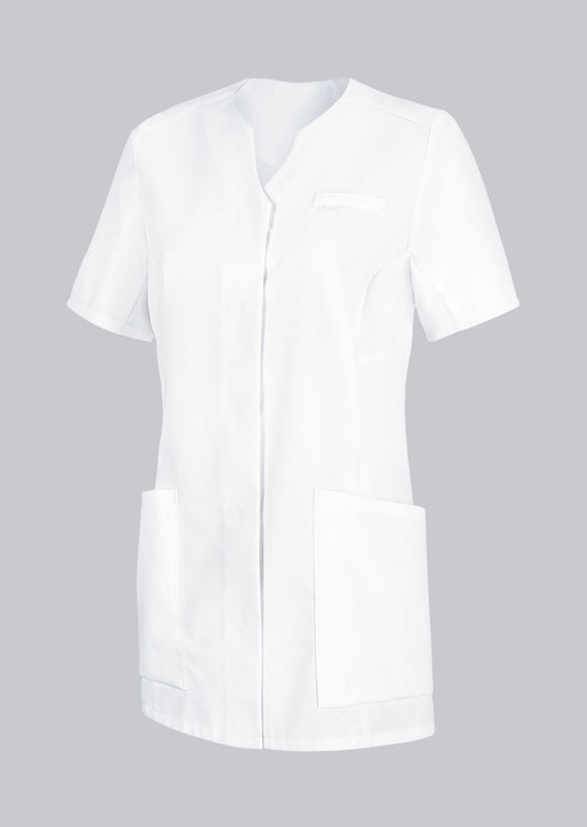 BP dames zorgtuniek met stretch-inzetstukken, blinde drukknopen en slanke pasvorm voor zorgprofessionals