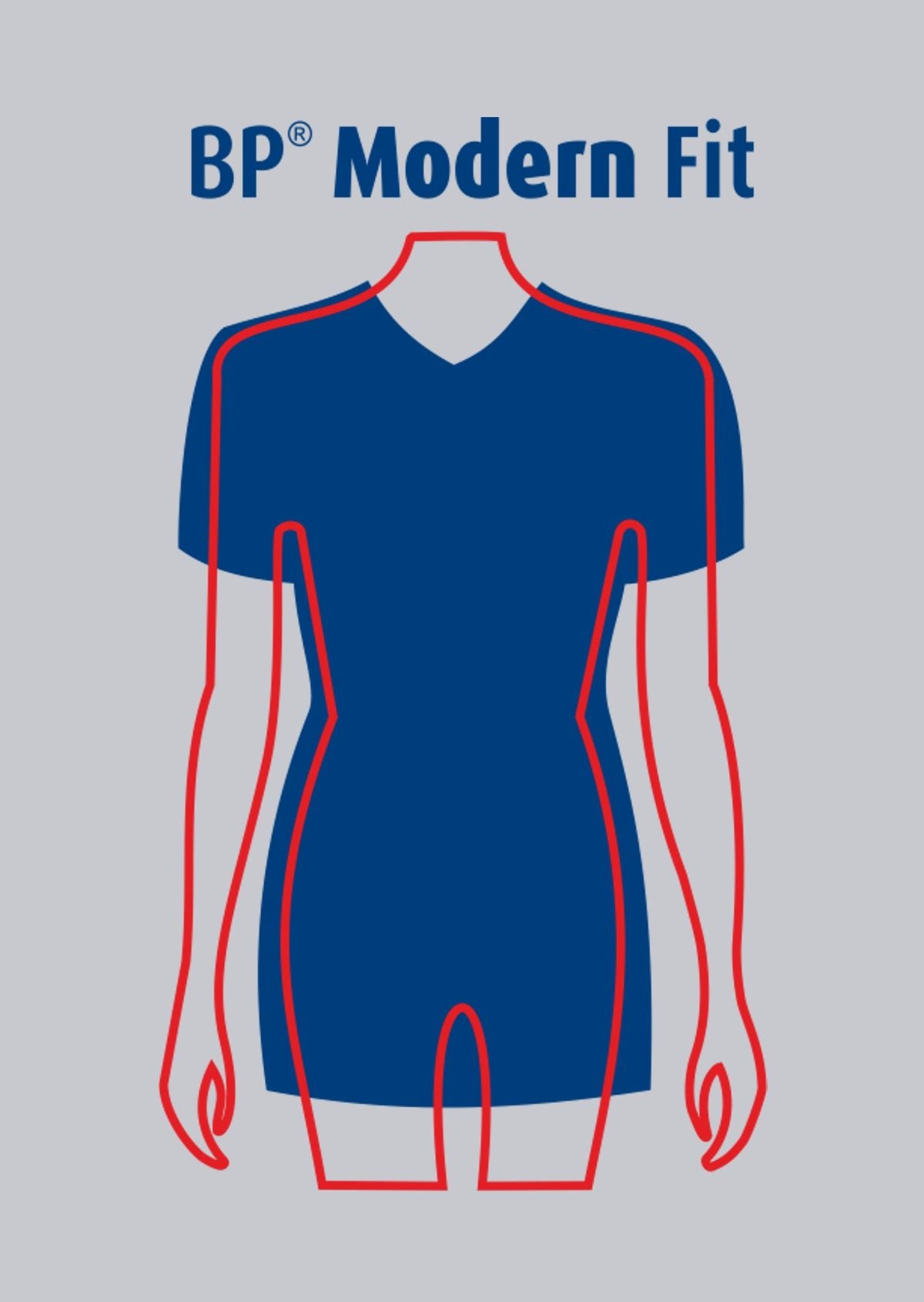 BP stretch dames zorgtuniek wit met nachtblauw met drukknoopsluiting en moderne pasvorm