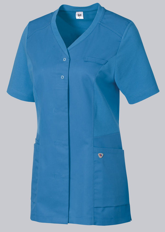 BP dames zorgtuniek met washed look, knoopsluiting en piqué-inzetstukken voor optimale bewegingsvrijheid