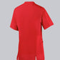 BP unisex zorgtuniek in rood met moderne uitstraling en ademende stof