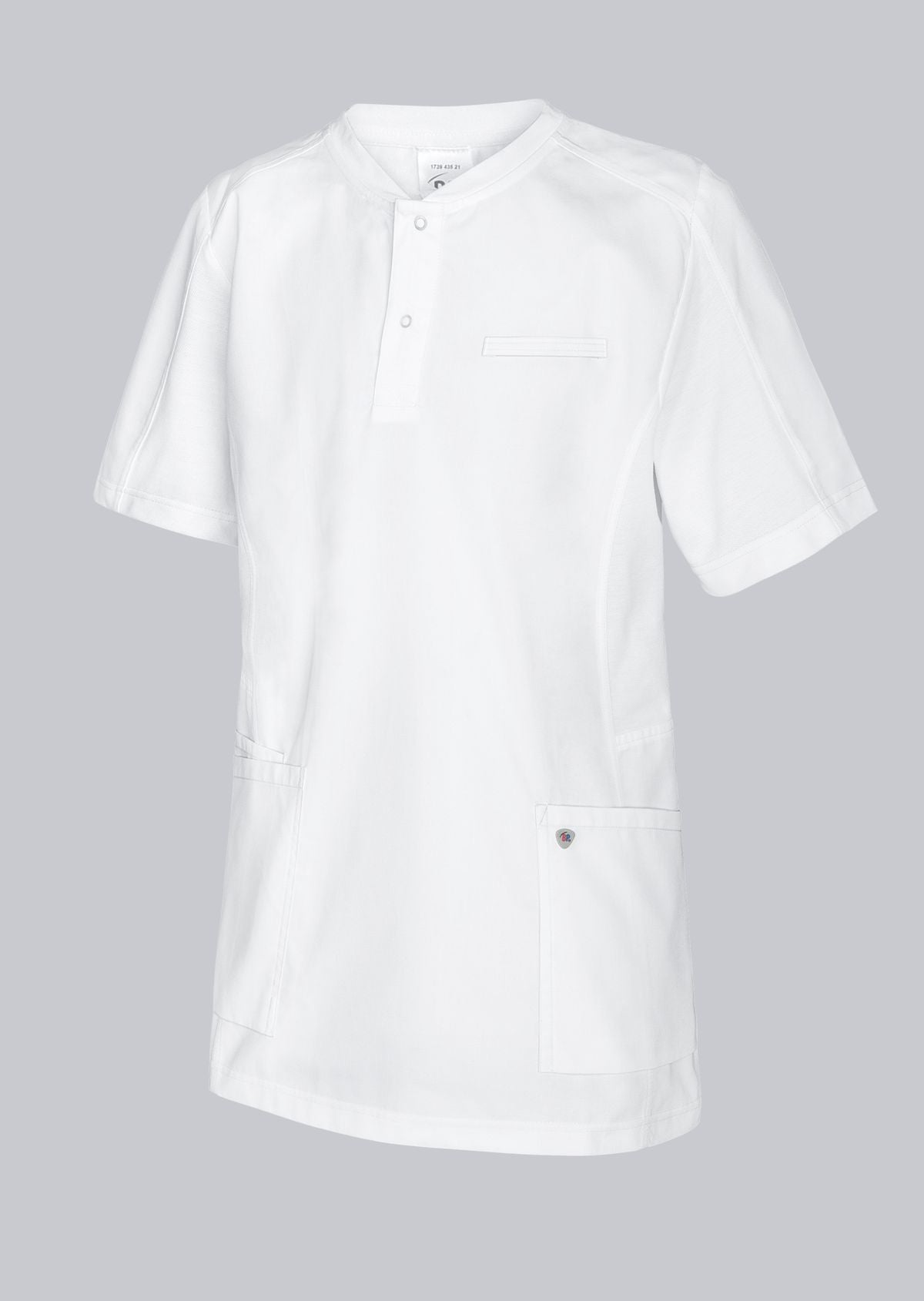 BP unisex zorgtuniek in wit met piqué-inzetstukken en optimale bewegingsvrijheid