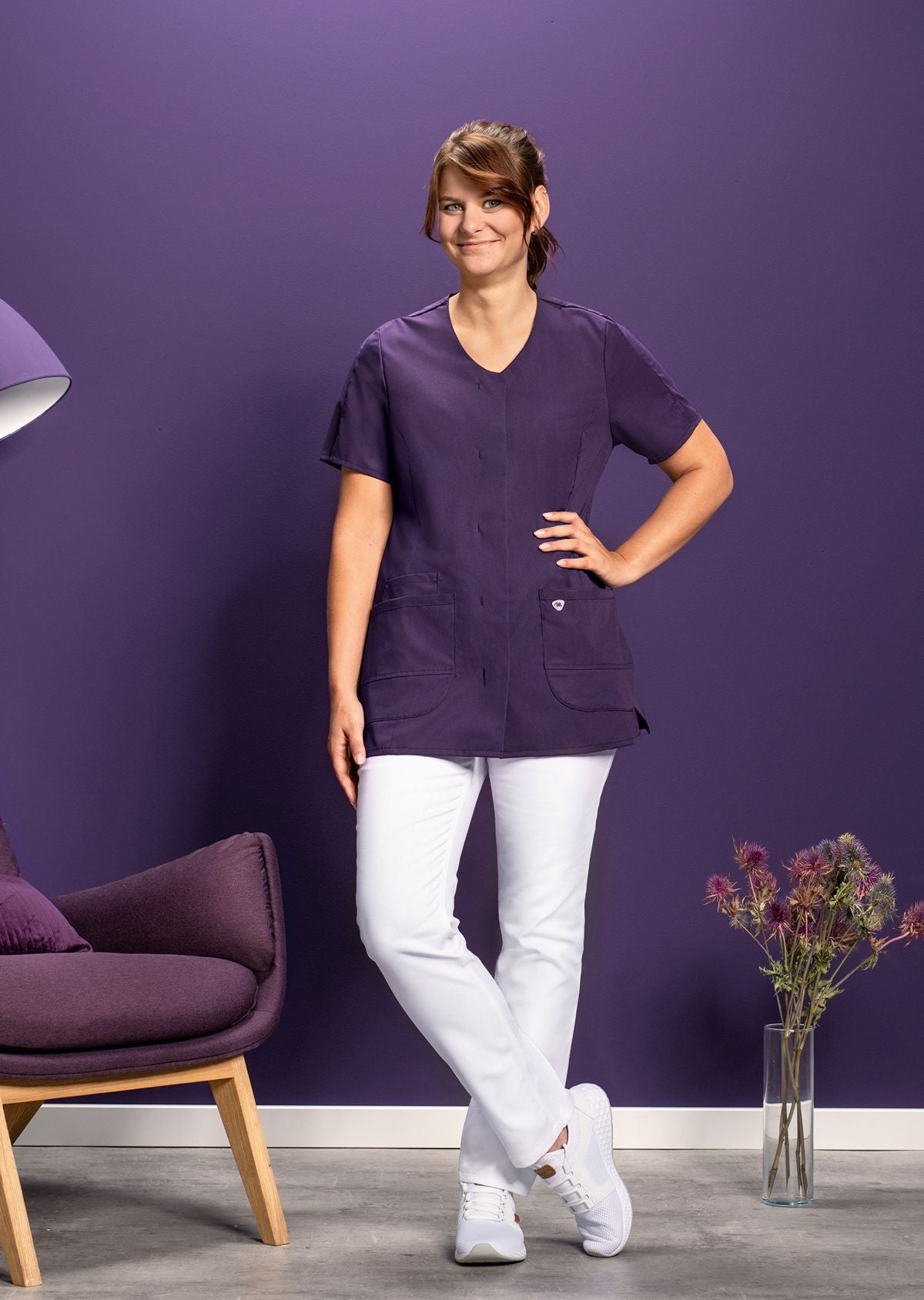 BP lichte dames zorgtuniek met drukknoopsluiting, stretchstof en lichtgewicht ademend ontwerp