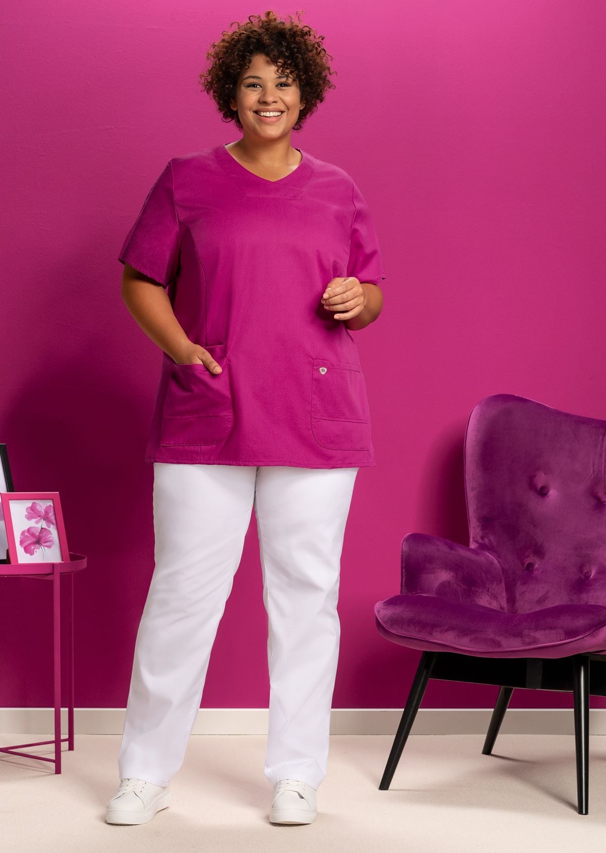 BP lichte dames zorgtuniek met stretchstof, V-hals zonder inkijk en lichtgewicht ademend ontwerp