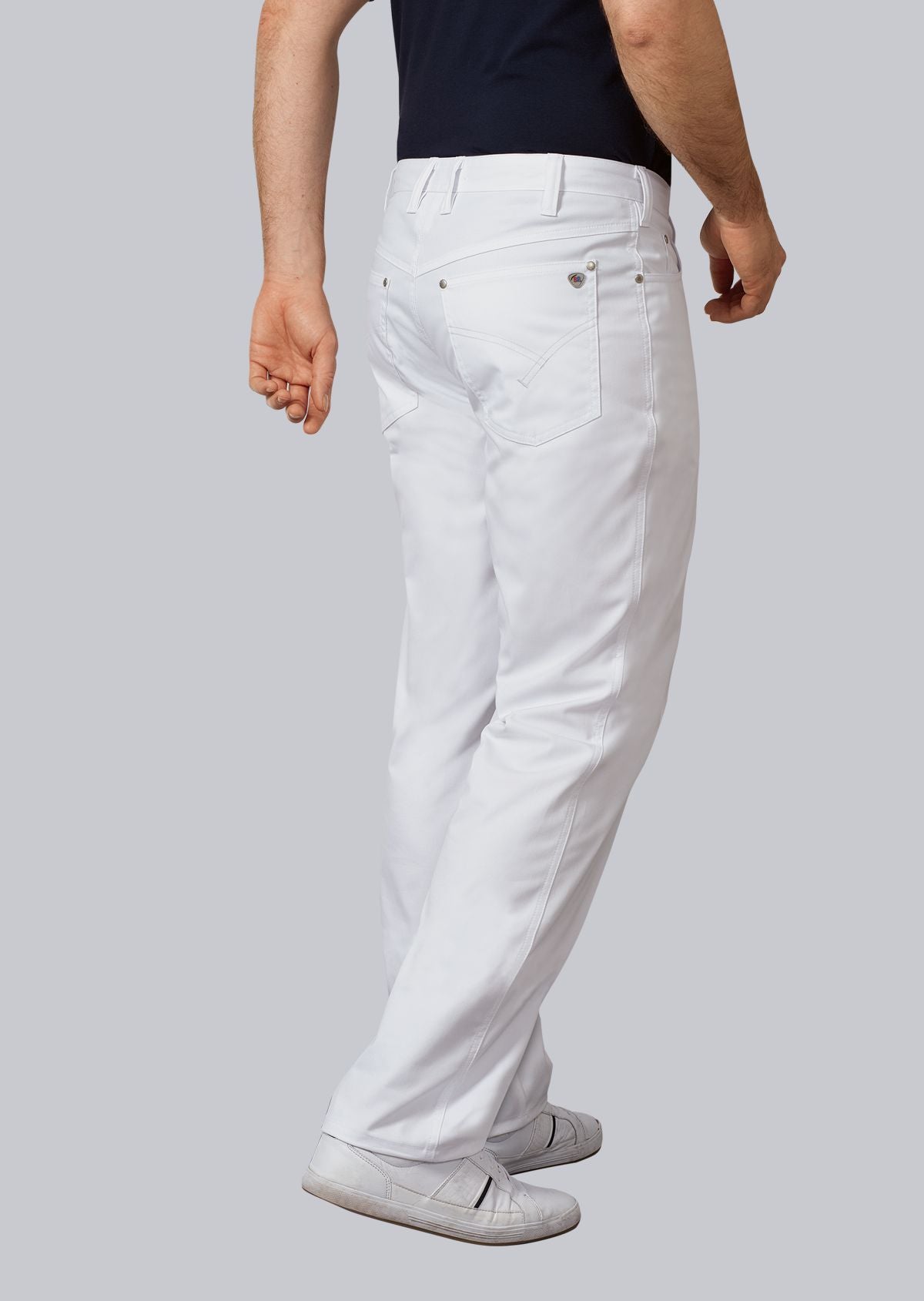 BP® stretch herenjeans wit met five-pocket design en sierstiksel