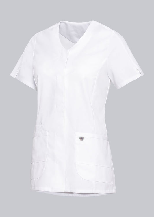 BP korte stretch damesjas met drukknoopsluiting en lichtgewicht ademende stof voor professioneel gebruik