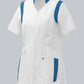 BP stretch dames zorgtuniek wit met azuurblauw met ademende stof en flexibele inzetstukken