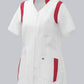BP stretch dames zorgtuniek wit met coral met V-hals en optimale bewegingsvrijheid