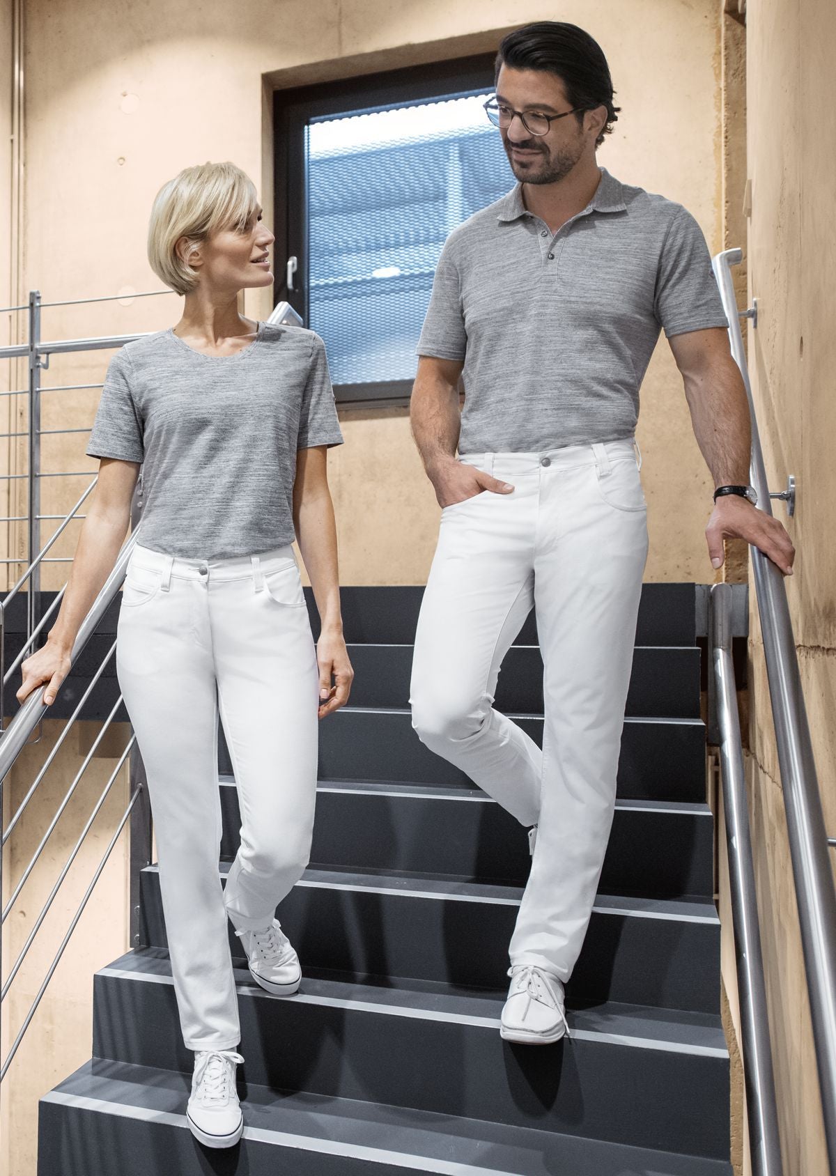 BP® slim-fit stretch-jeans voor heren wit met slim fit en licht stretchmateriaal