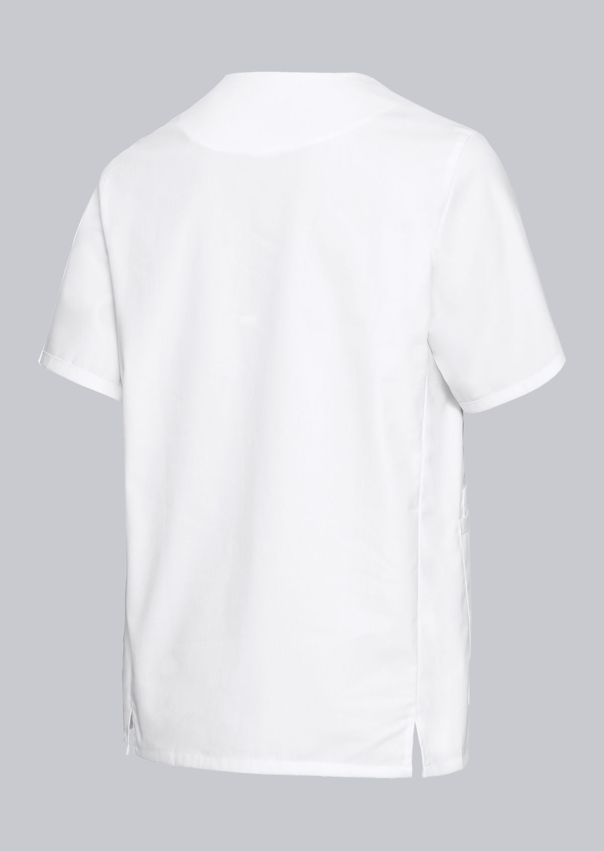 BP lichte unisex zorgtuniek in wit met stretchstof, V-hals zonder inkijk en ademend lichtgewicht ontwerp