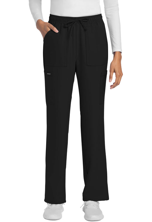 Rechte broek met middelhoge taille en elastische tailleband met trekkoord CKE272A
