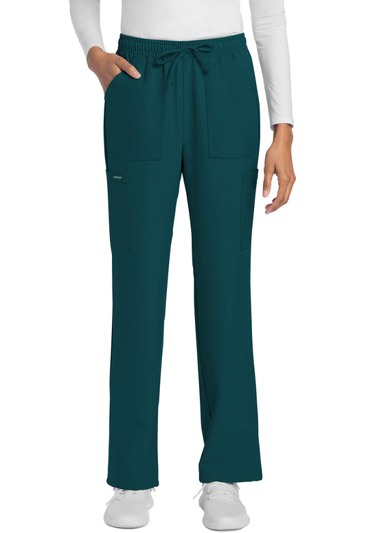 Rechte broek met middelhoge taille en elastische tailleband met trekkoord CKE272A