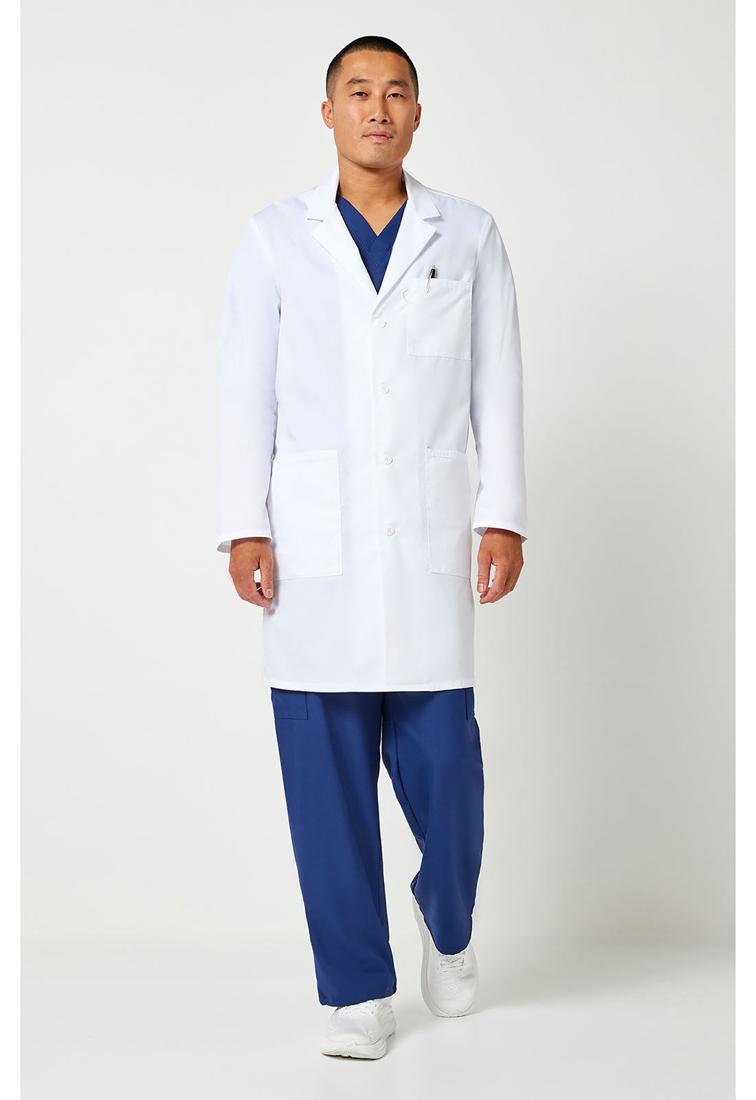38" unisex laboratoriumjas met reverskraag en mechanische stretch CKE460