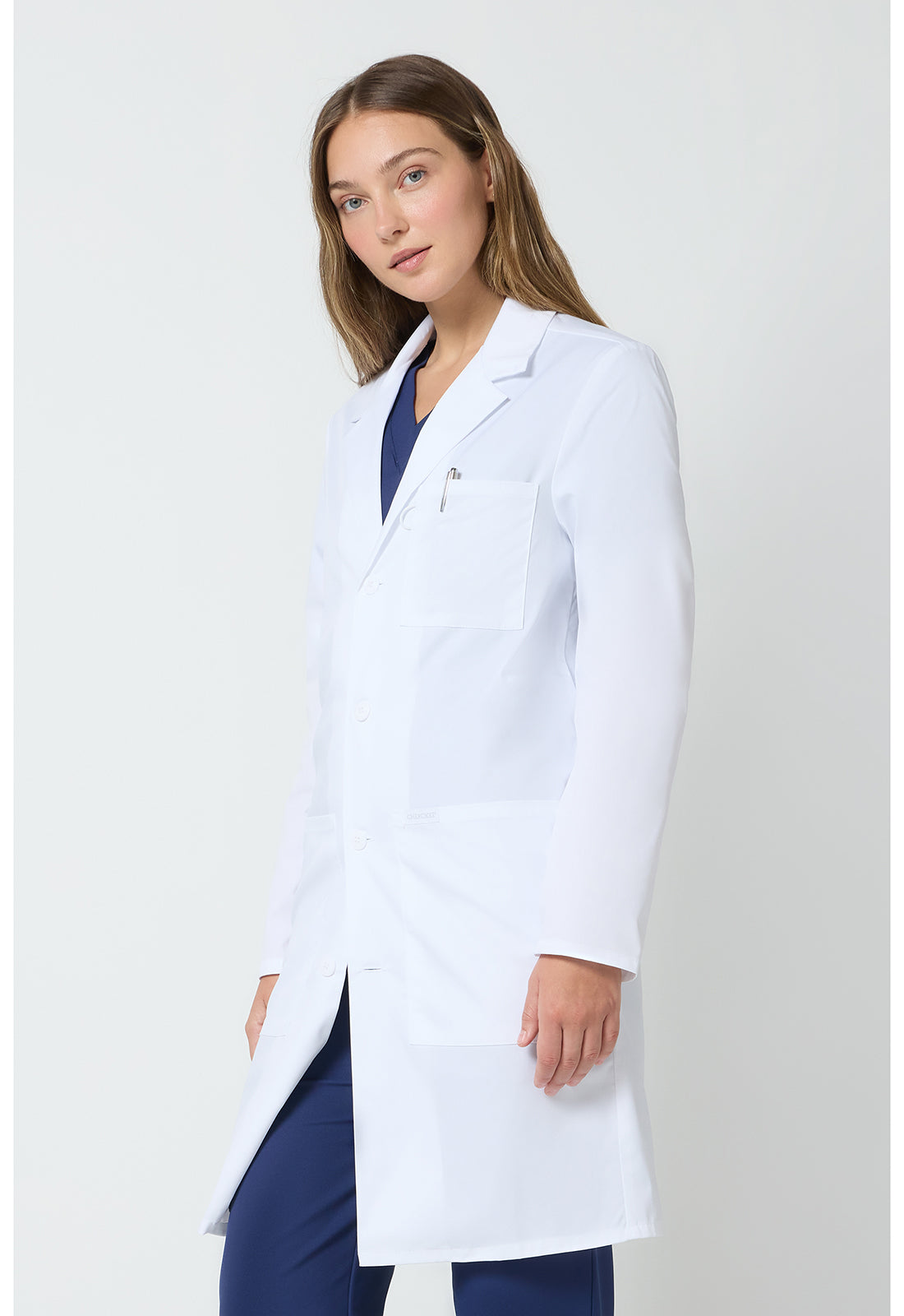 38" unisex laboratoriumjas met reverskraag en mechanische stretch CKE460