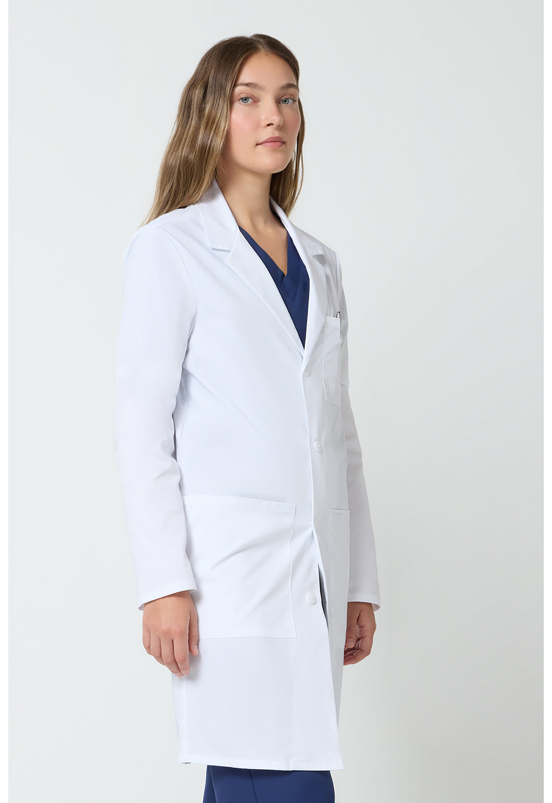 38" unisex laboratoriumjas met reverskraag en mechanische stretch CKE460