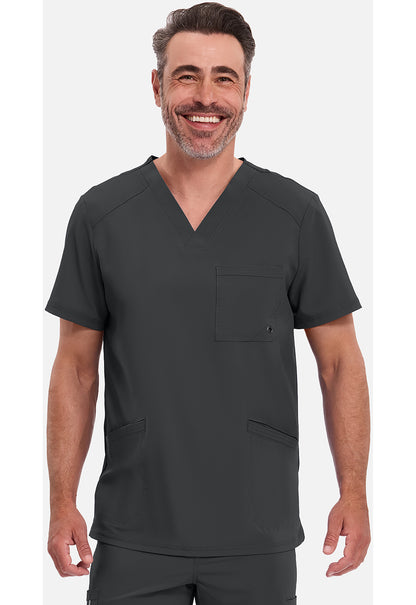 Heren T-shirt met V-hals met ribgebreide panelen en 360° stretch CKE900A