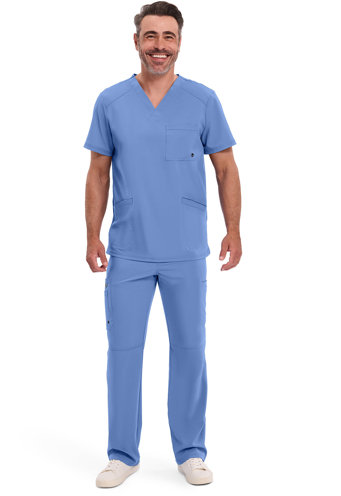 Heren T-shirt met V-hals met ribgebreide panelen en 360° stretch CKE900A