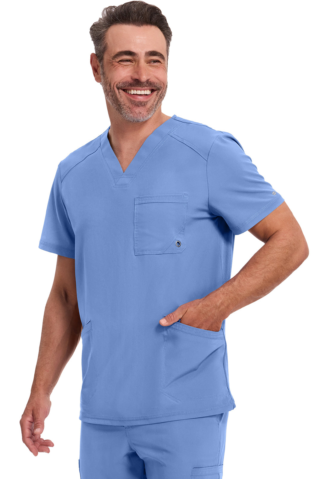 Heren T-shirt met V-hals met ribgebreide panelen en 360° stretch CKE900A