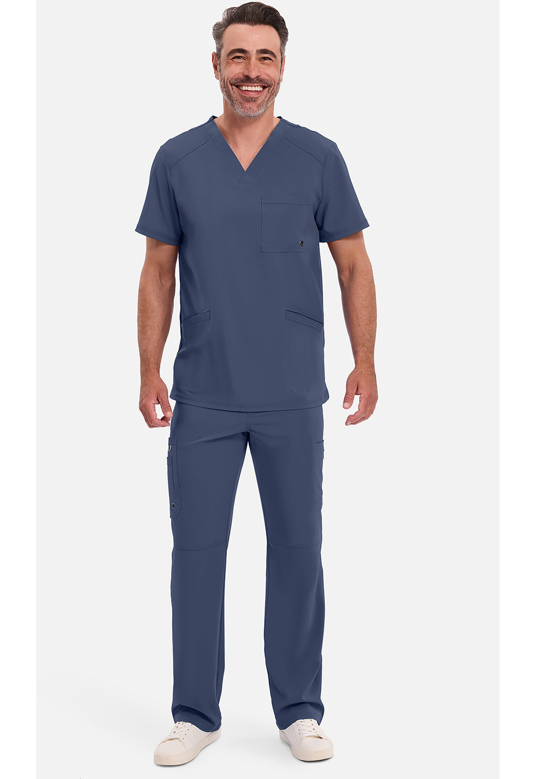 Heren T-shirt met V-hals met ribgebreide panelen en 360° stretch CKE900A