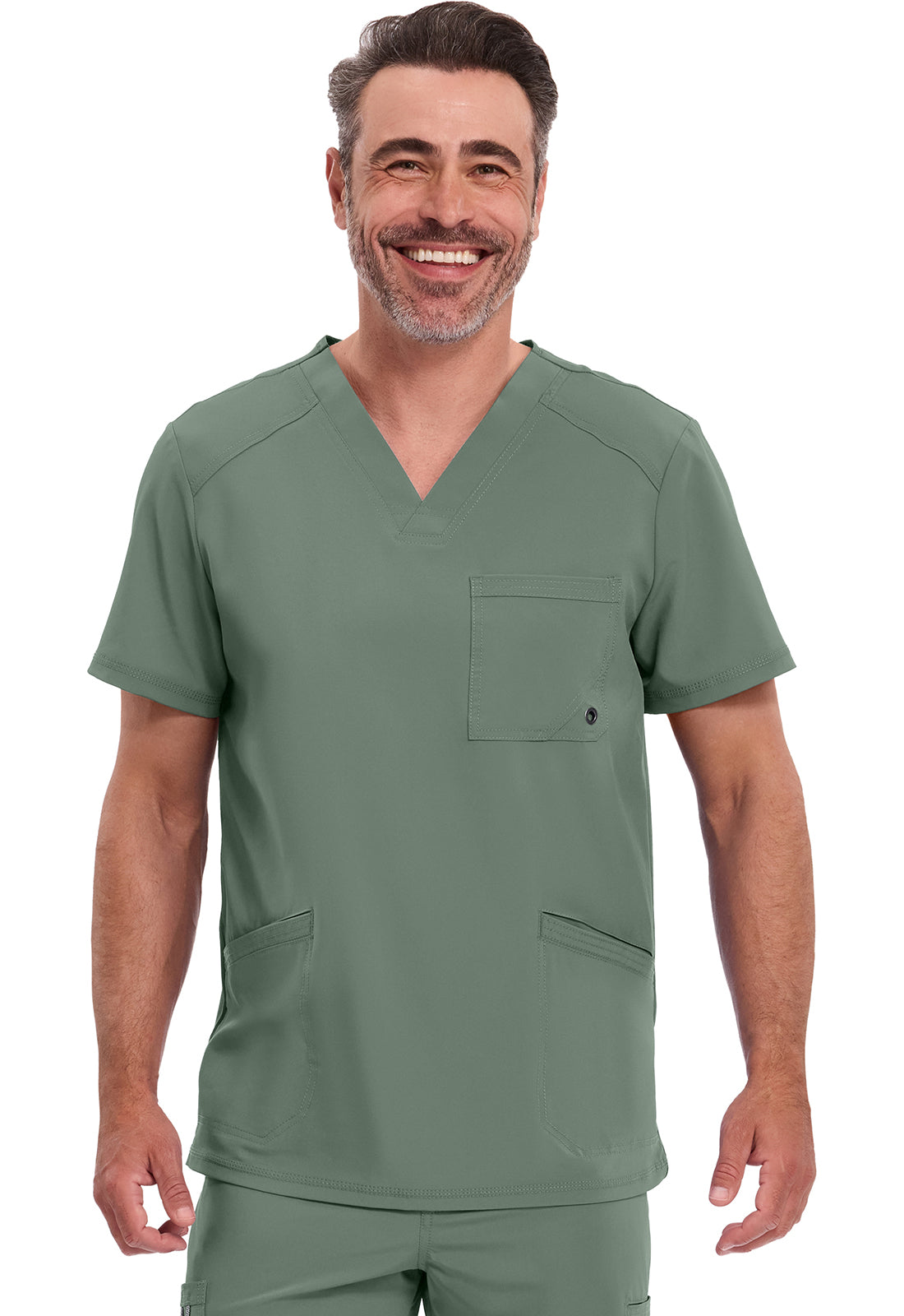 Heren T-shirt met V-hals met ribgebreide panelen en 360° stretch CKE900A
