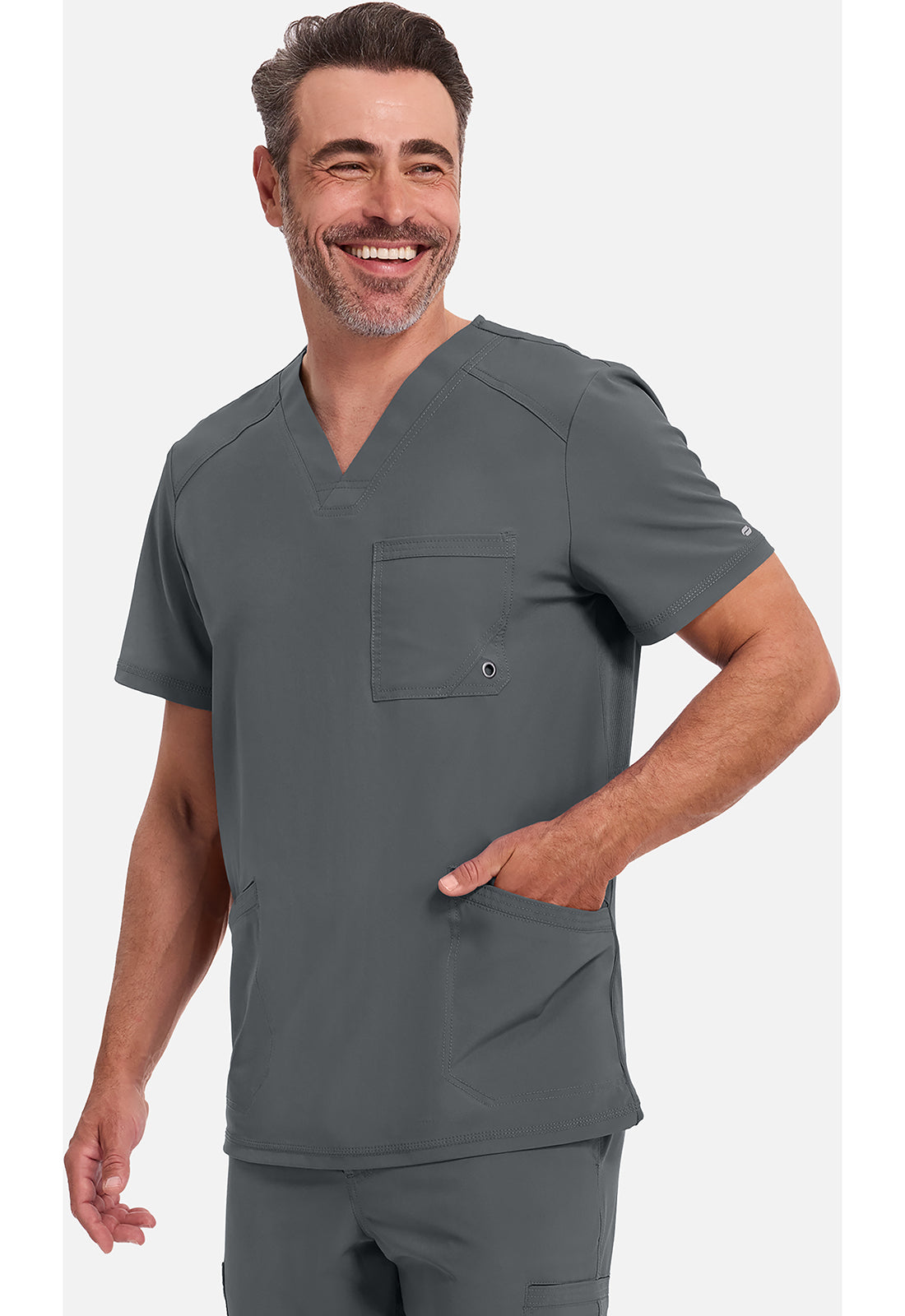 Heren T-shirt met V-hals met ribgebreide panelen en 360° stretch CKE900A
