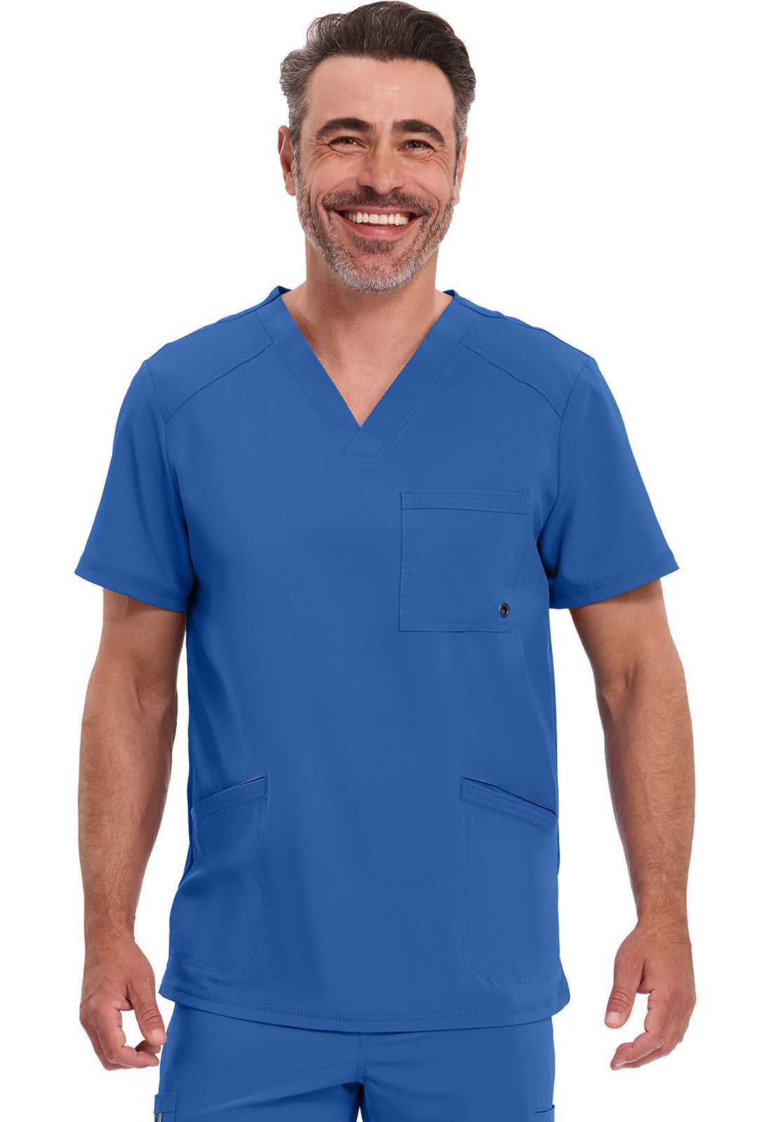 Heren T-shirt met V-hals met ribgebreide panelen en 360° stretch CKE900A