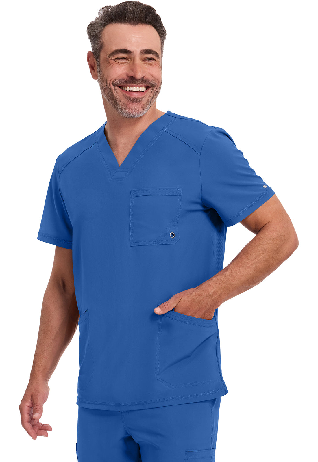 Heren T-shirt met V-hals met ribgebreide panelen en 360° stretch CKE900A