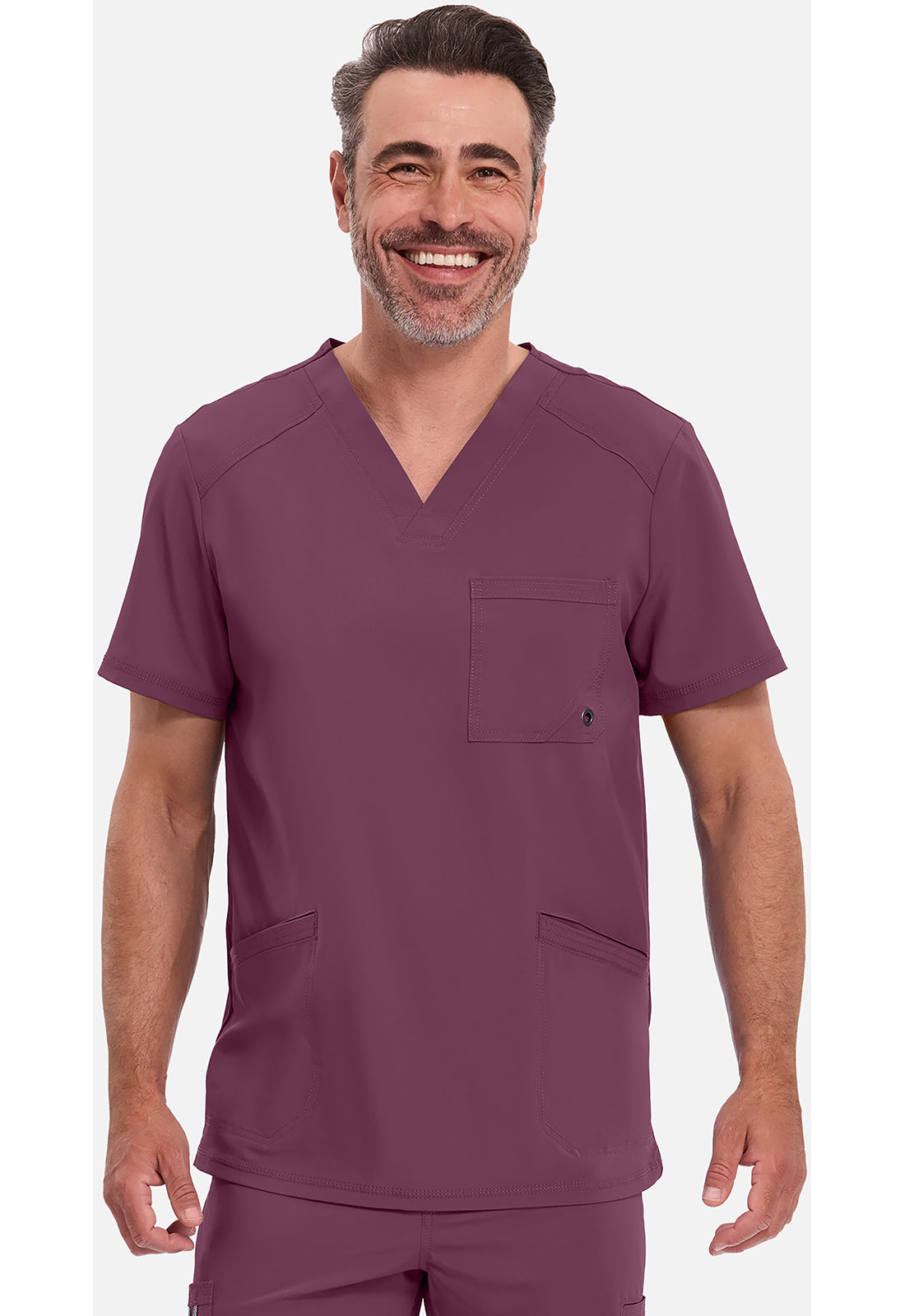 Heren T-shirt met V-hals met ribgebreide panelen en 360° stretch CKE900A
