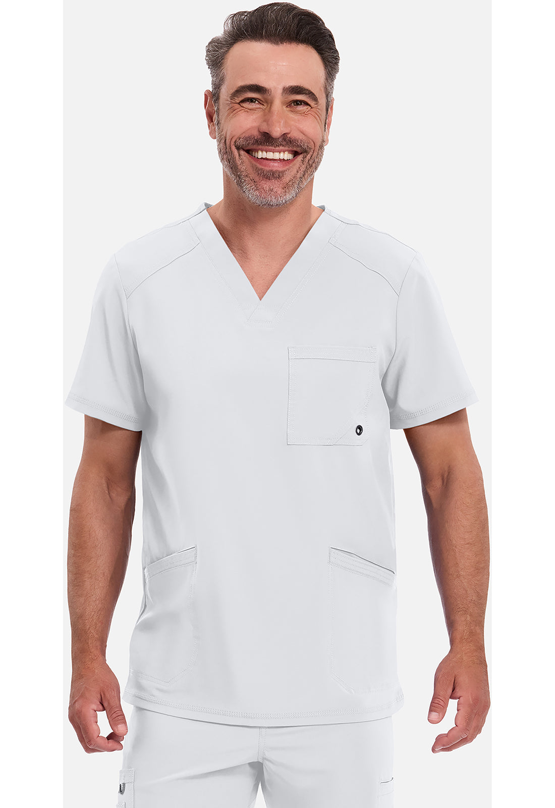 Heren T-shirt met V-hals met ribgebreide panelen en 360° stretch CKE900A