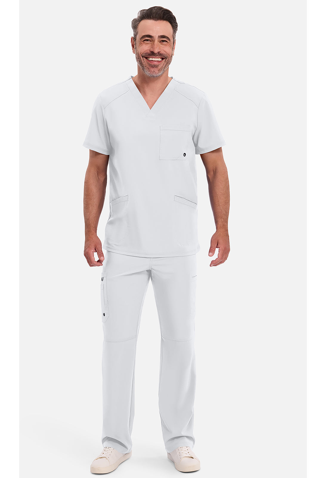 Heren T-shirt met V-hals met ribgebreide panelen en 360° stretch CKE900A