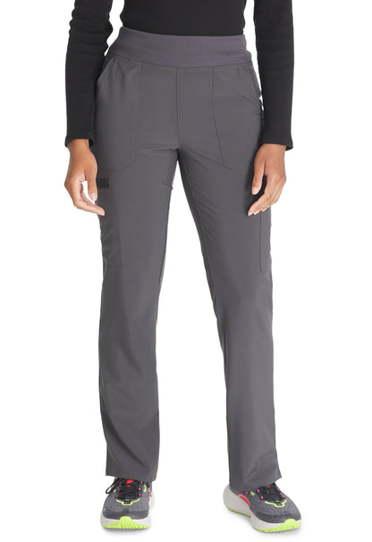 Pull-on broek met normale taille en taps toelopende pijpen met elastische tailleband en 360° stretch