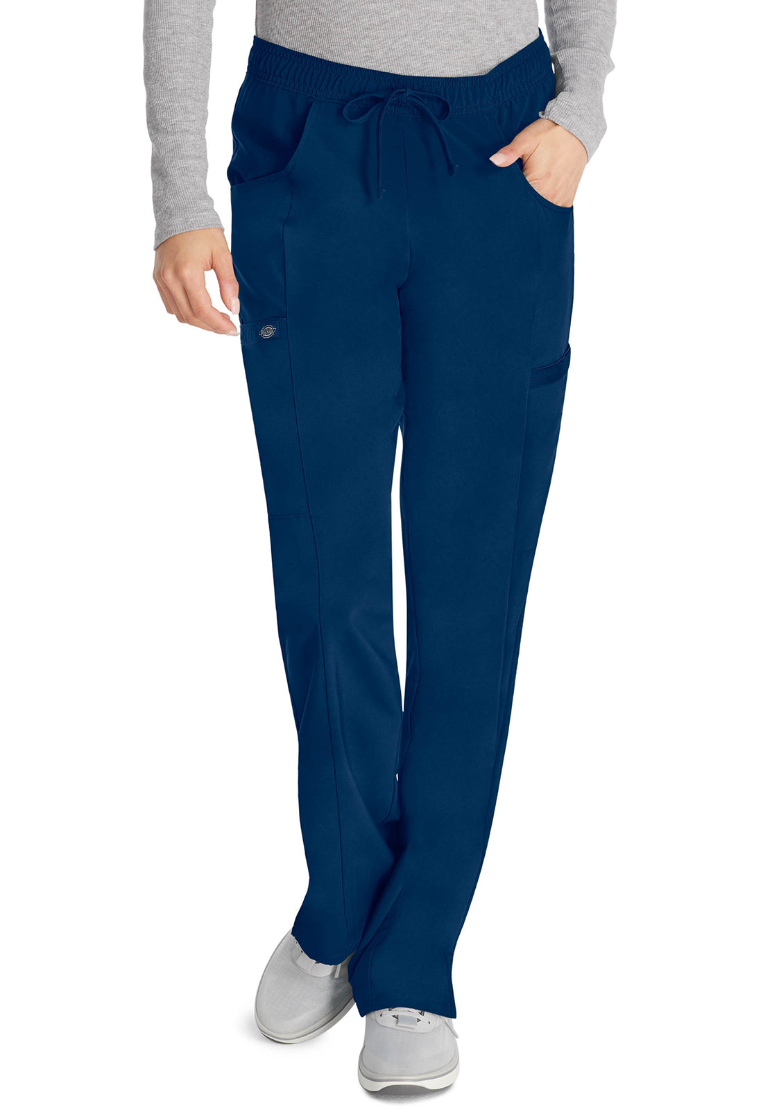 Middelhoge taille broek met rechte pijpen en trekkoord dames met 360° stretch en cargozakken DKE010