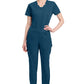 Mid-rise taps toelopende pull-on broek dames met elastische tailleband en stretchstof