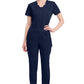 Mid-rise taps toelopende pull-on broek dames met elastische tailleband en stretchstof