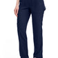 Mid-rise taps toelopende pull-on broek dames met elastische tailleband en stretchstof
