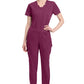 Mid-rise taps toelopende pull-on broek dames met elastische tailleband en stretchstof