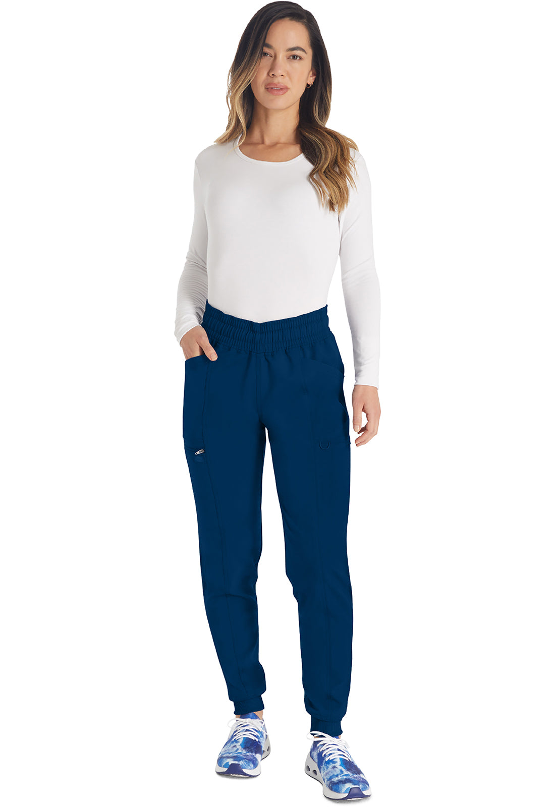 Joggingbroek met trekkoord met taps toelopende pijpen en ribgebreide manchetten